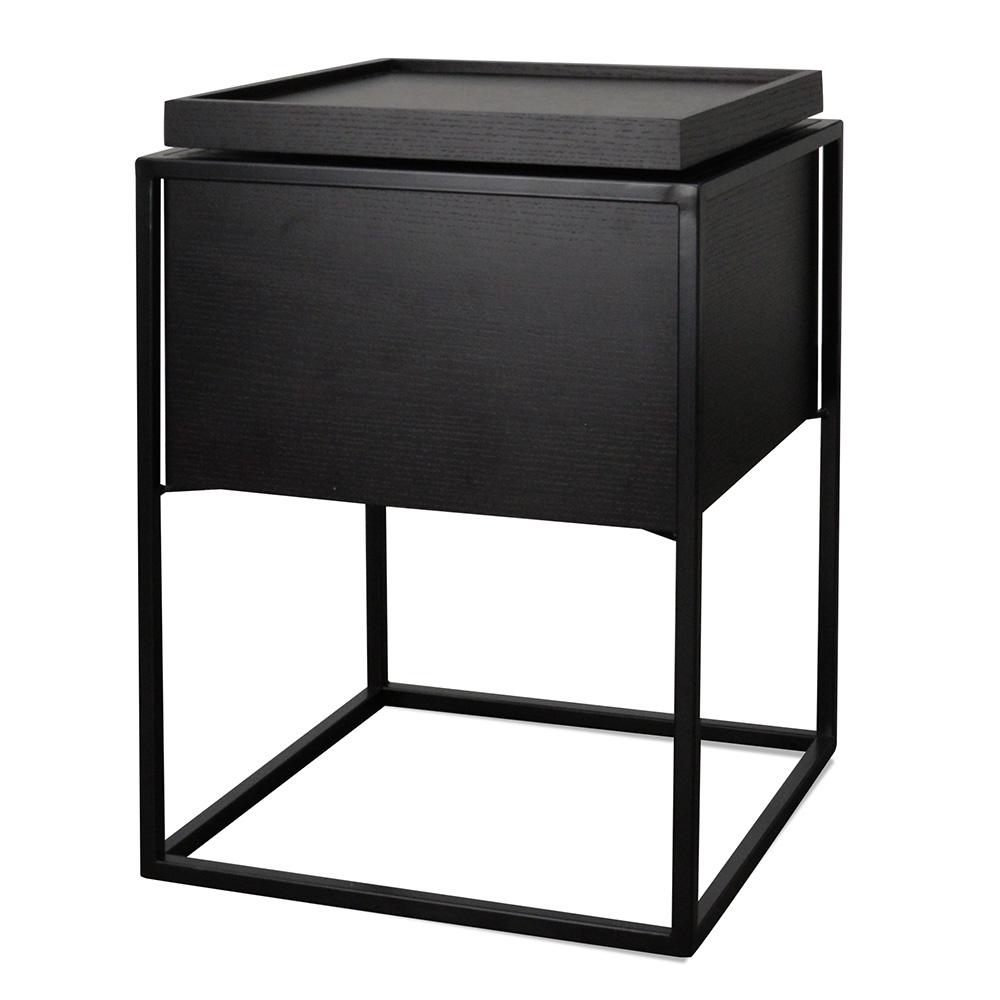 Cane Scandinavian Side Table - Black