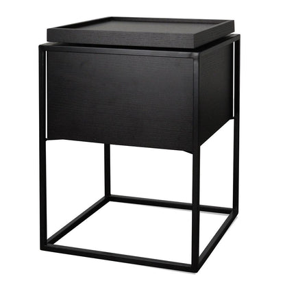 Cane Scandinavian Side Table - Black