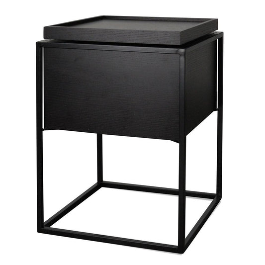 Cane Scandinavian Side Table - Black