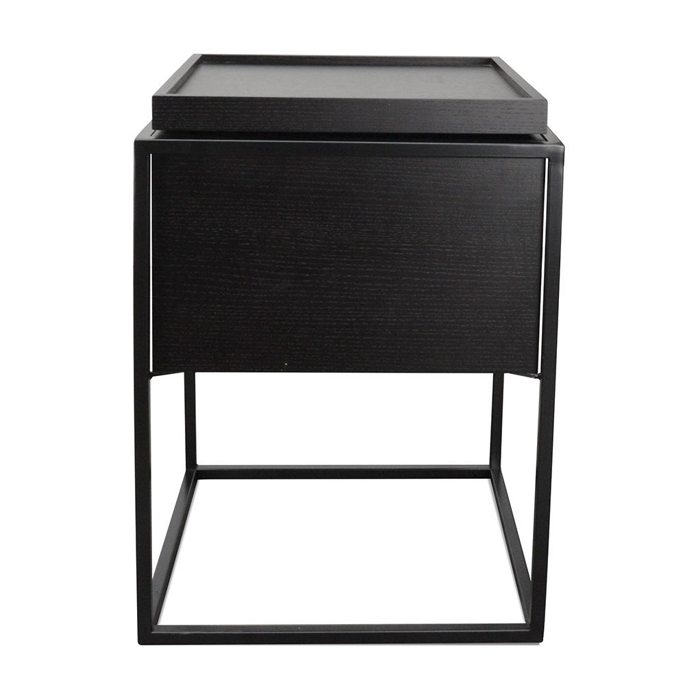 Cane Scandinavian Side Table - Black