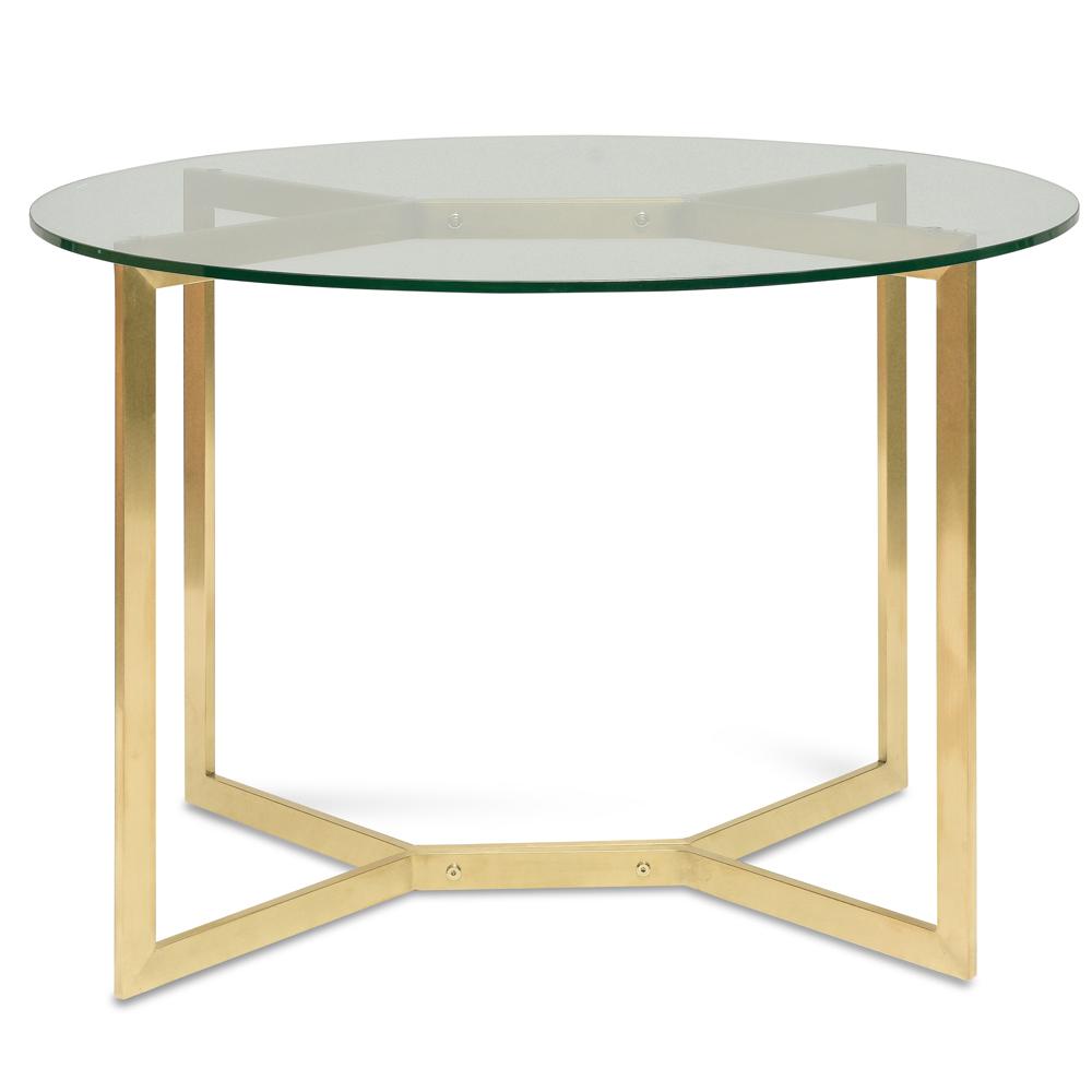 Cannon 1.2m Round Glass Dining Table - Gold Base