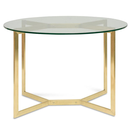 Cannon 1.2m Round Glass Dining Table - Gold Base