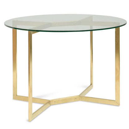 Cannon 1.2m Round Glass Dining Table - Gold Base