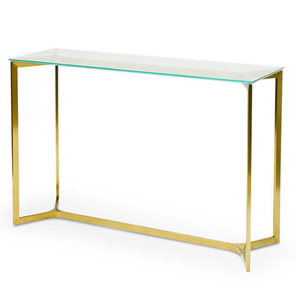Cannon 1.2m Glass Console Table - Gold Base
