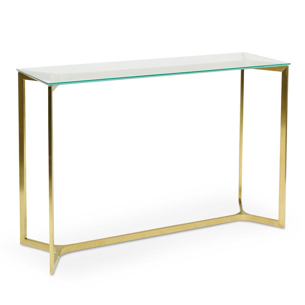 Cannon 1.2m Glass Console Table - Gold Base