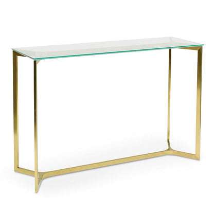 Cannon 1.2m Glass Console Table - Gold Base