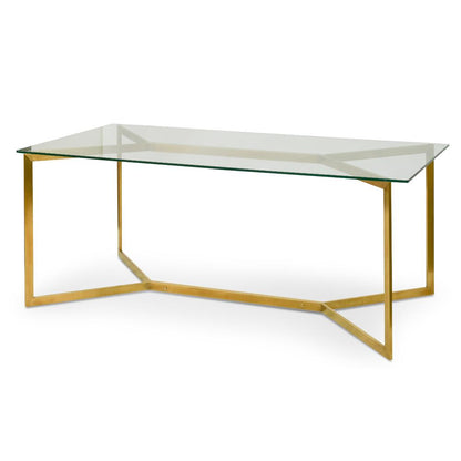 Cannon 1.9m Glass Dining Table - Gold Base