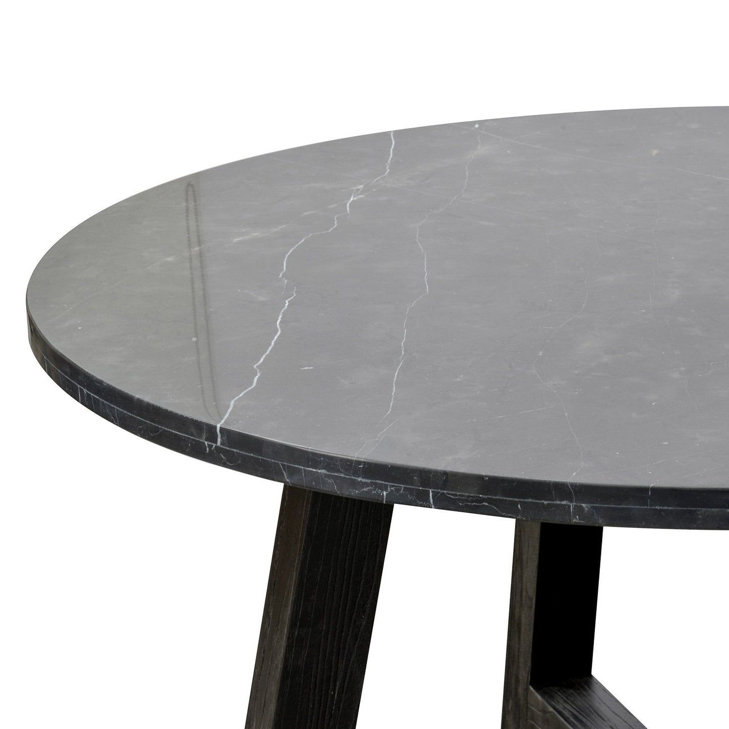 Clearance - Carlson 130cm Black Marble Dining Table with Glass Top.
