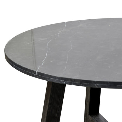 Clearance - Carlson 130cm Black Marble Dining Table with Glass Top.