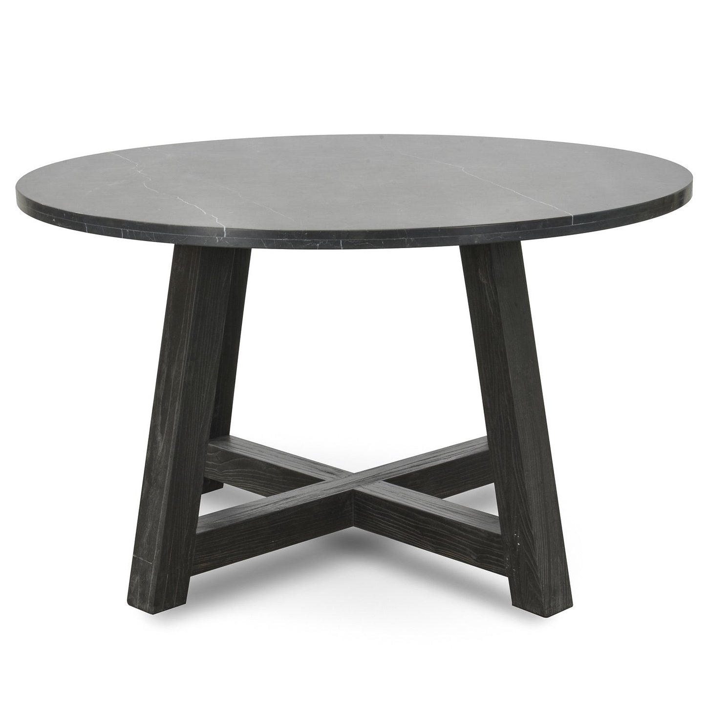 Clearance - Carlson 130cm Black Marble Dining Table with Glass Top.