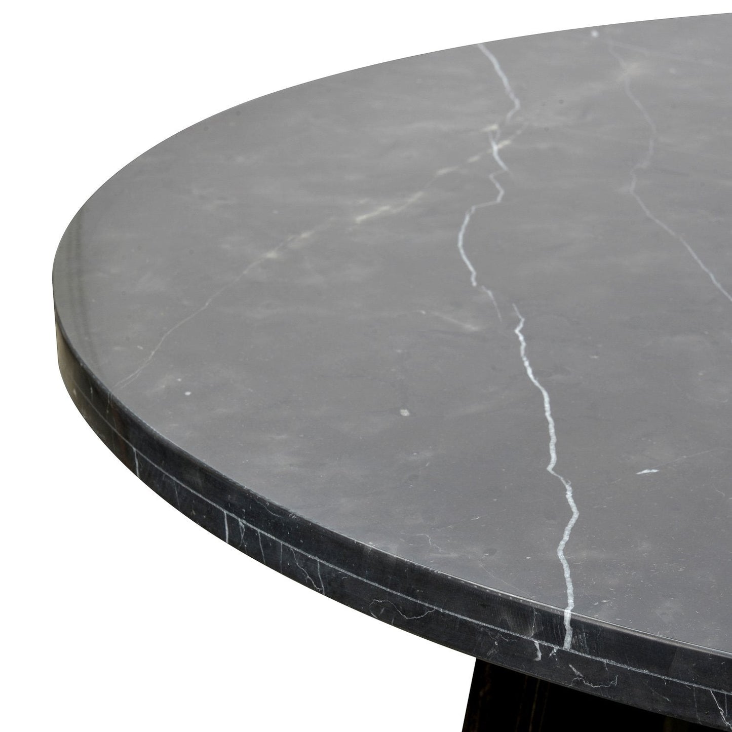 Clearance - Carlson 130cm Black Marble Dining Table with Glass Top.