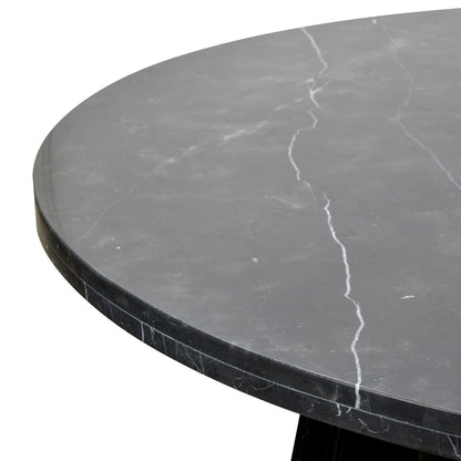Clearance - Carlson 130cm Black Marble Dining Table with Glass Top.