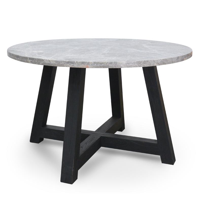Carlson 130cm Grey Marble Round Dining Table with Glass Top