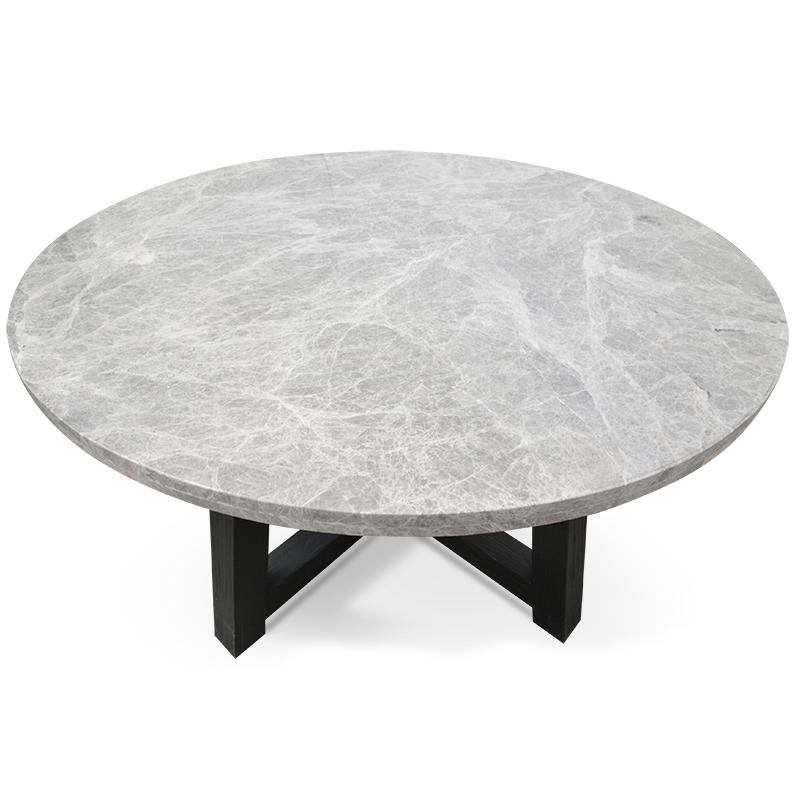 Carlson 130cm Grey Marble Round Dining Table with Glass Top