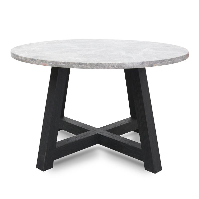 Carlson 130cm Grey Marble Round Dining Table with Glass Top