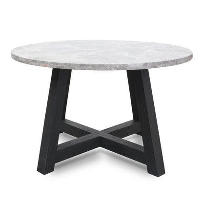 Carlson 130cm Grey Marble Round Dining Table with Glass Top