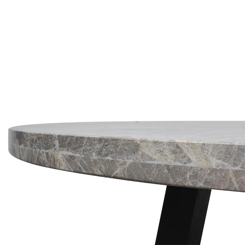 Carlson 130cm Grey Marble Round Dining Table with Glass Top