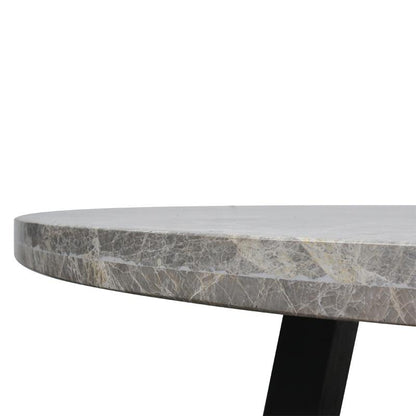 Carlson 130cm Grey Marble Round Dining Table with Glass Top