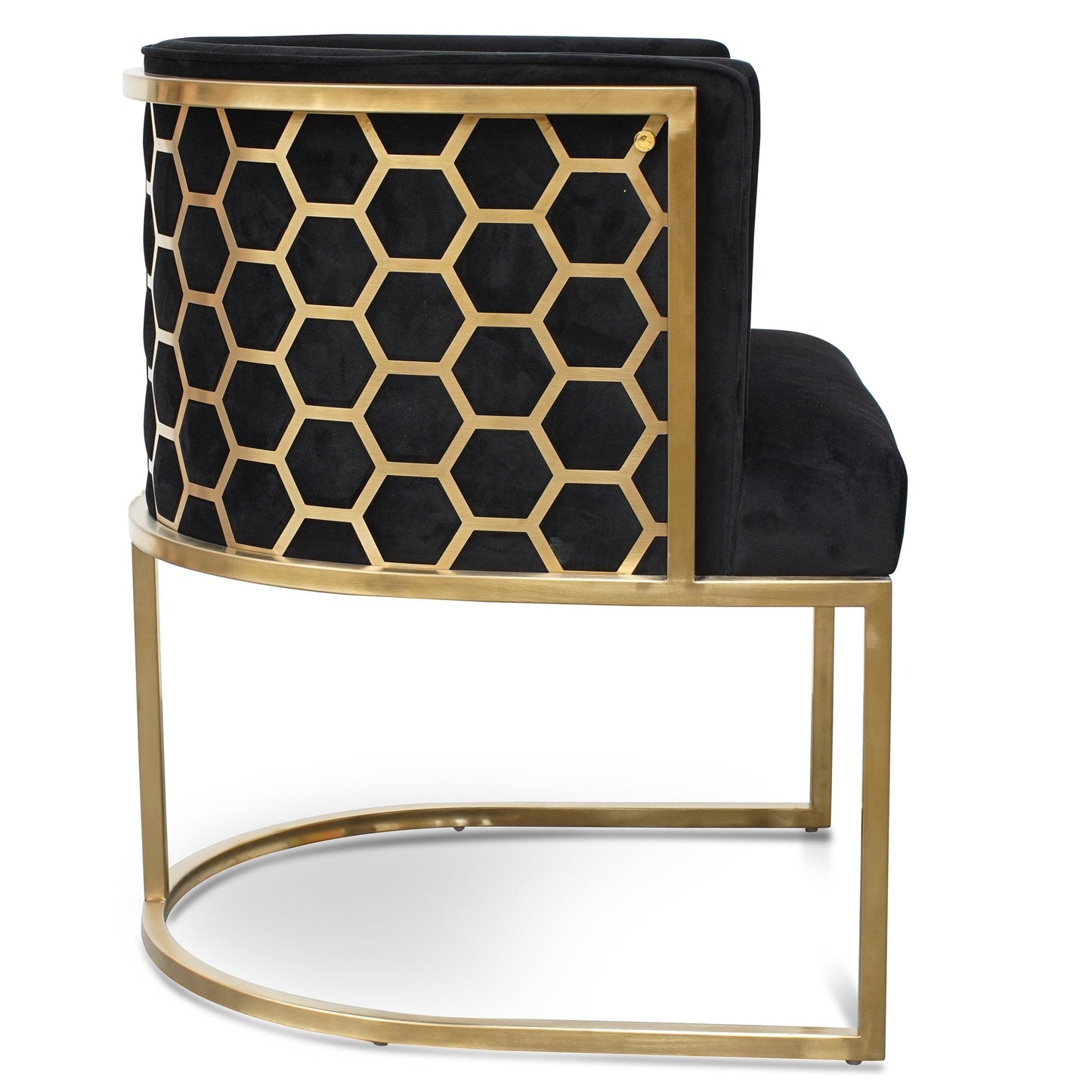 Carma Black Velvet Lounge Chair - Brushed Gold