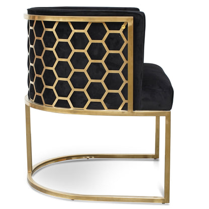 Carma Black Velvet Lounge Chair - Brushed Gold