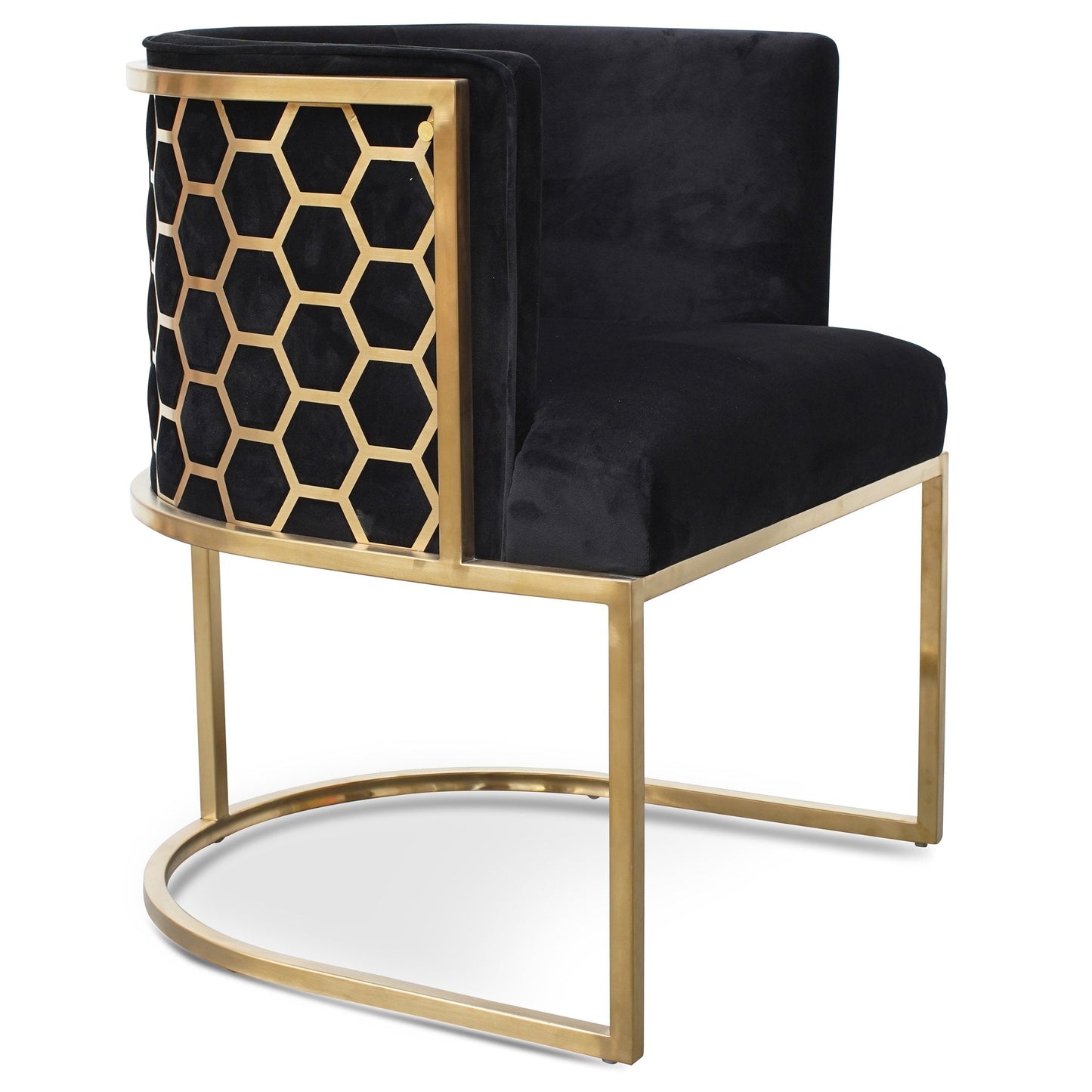 Carma Black Velvet Lounge Chair - Brushed Gold