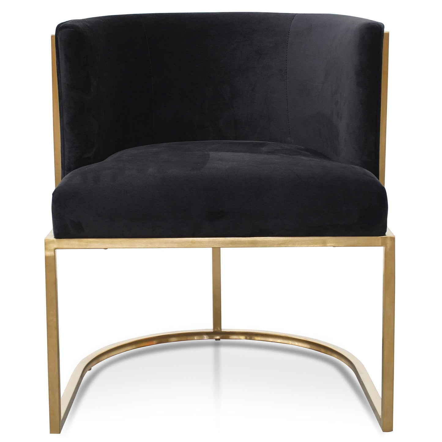 Carma Black Velvet Lounge Chair - Brushed Gold