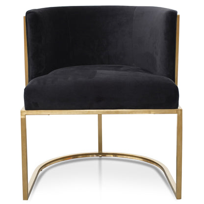 Carma Black Velvet Lounge Chair - Brushed Gold