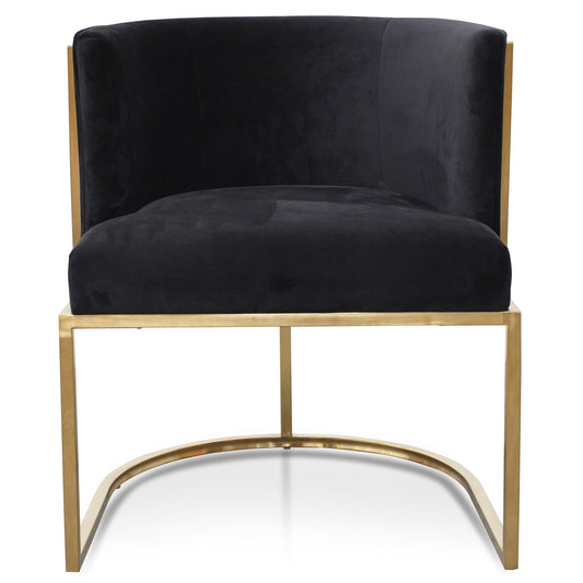 Carma Black Velvet Lounge Chair - Brushed Gold