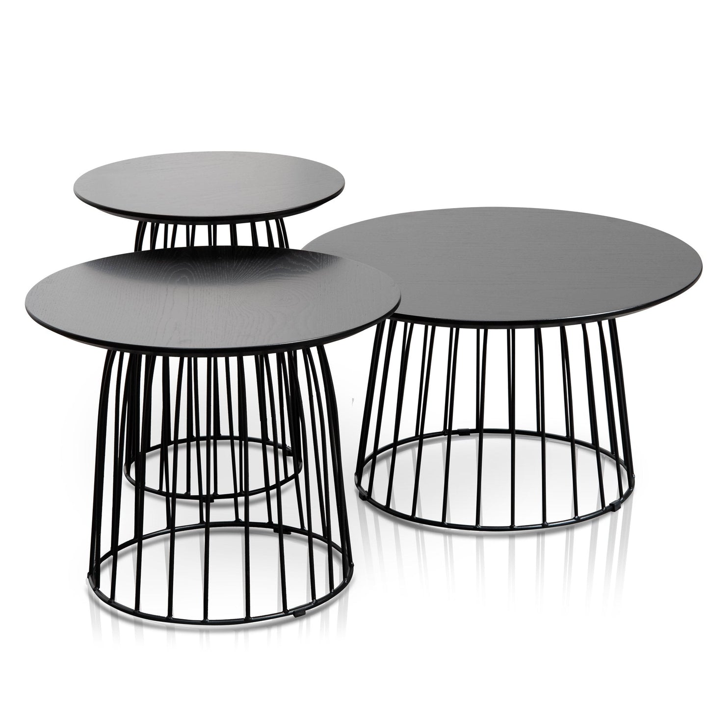 Carmella Round Side Table Set - Black Oak - Last One