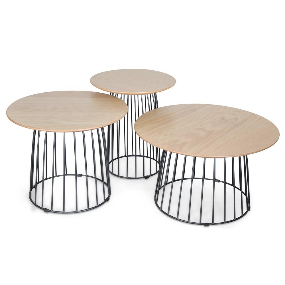 Carmella Side Table Set - Natural - Black