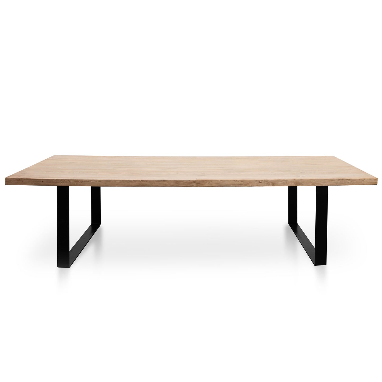 Dalton Reclaimed Elm Wood Dining Table 3m - Rustic Natural - Thick Top