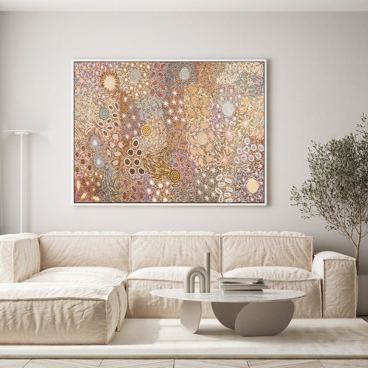 Body Painting Ceremony, Peachy Tones, By Michelle Possum Nungurrayi